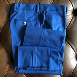 HACKETT Blue Cotton Luxury Dress Pants, 34 x 37